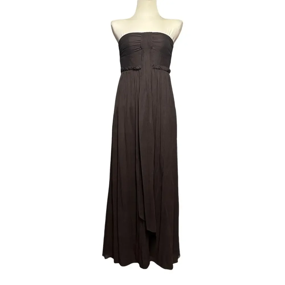 J.Crew Silk Chiffon Whitney Strapless Gown Dress Espresso Brown 6